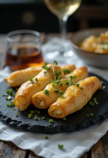 Börek fresco servito con melanzane