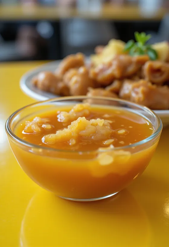 Salsa agrodolce allo zenzero servita