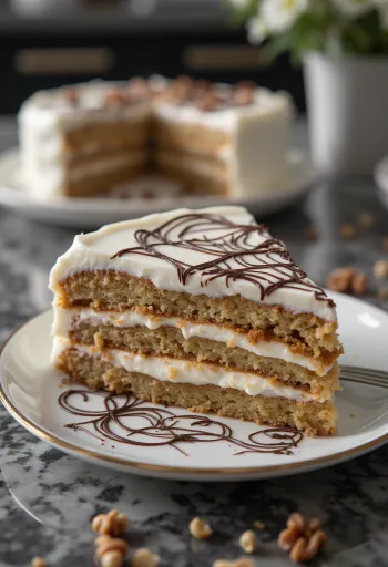 Torta Esterházy servita su un piatto da dessert