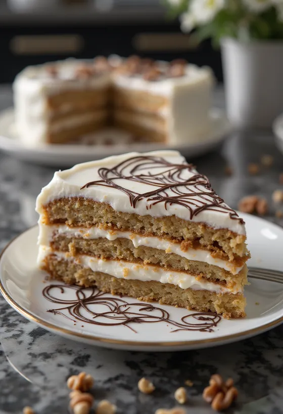 Torta Esterházy servita su un piatto da dessert