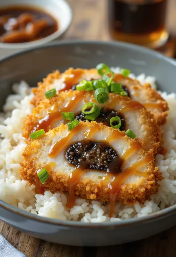 Katsudon ripieno di miso all'aglio servito fresco