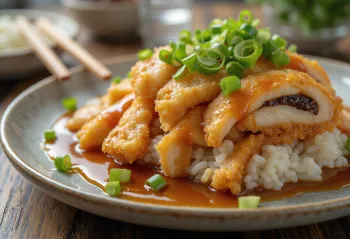 Katsudon ripieno di miso all'aglio servito fresco