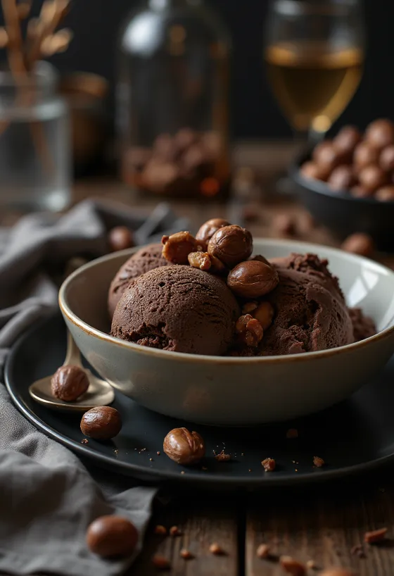 Hazelnut Truffle Ice Cream servito