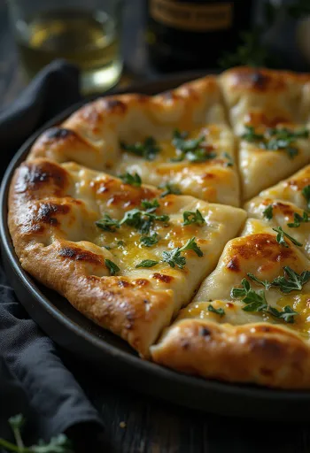Calzone all'aglio, crosta dorata, ripieno di aglio e formaggio