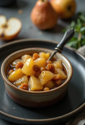 Chutney di pere agrodolce servito