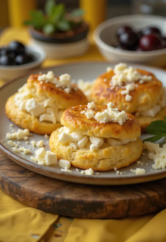 Focaccine alla feta servite