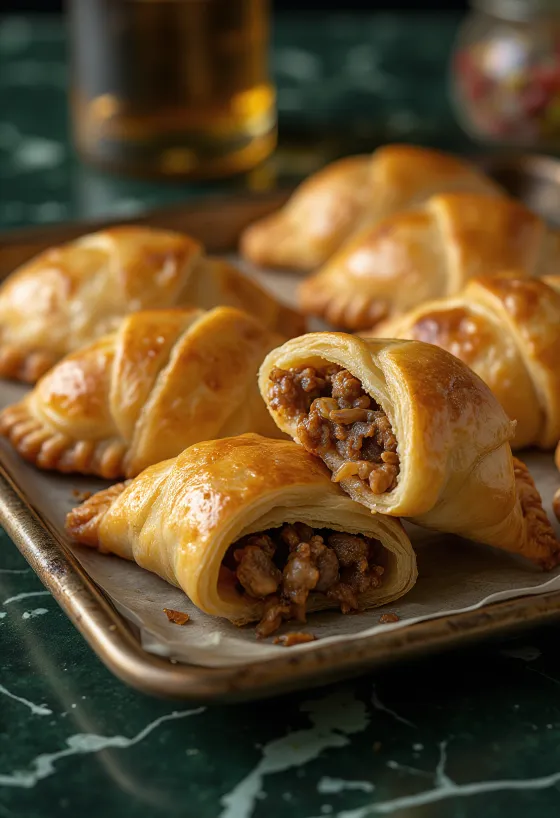 Empanada classica, pasta dorata e croccante con ripieno di carne macinata