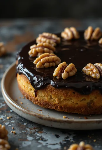 Torta al miele e noci con copertura al cioccolato