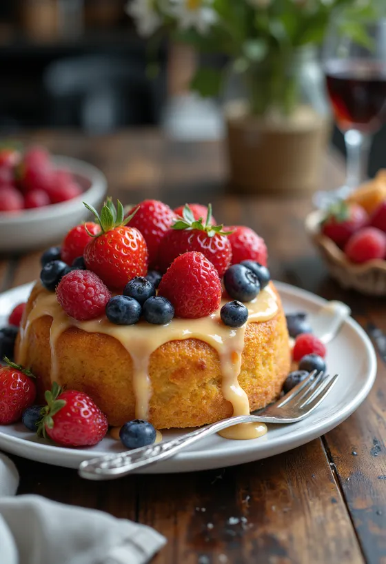 Torta estiva alla frutta decorata con frutta fresca