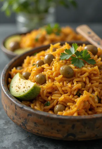 Arroz con Gandules servito