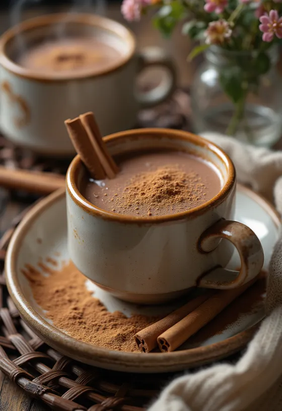 Cioccolata calda alla cannella servita