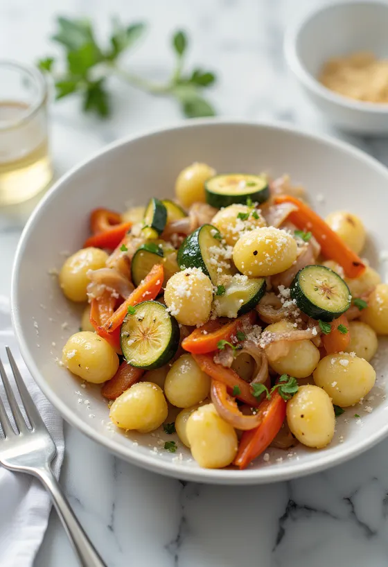 Gnocchi alle verdure serviti in tavola