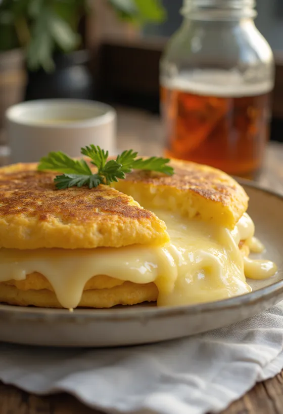Arepa de Queso dorata e filante