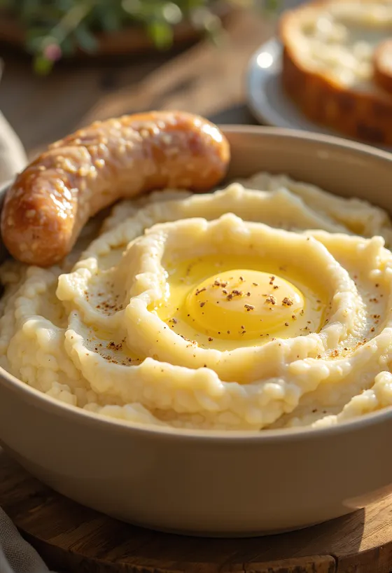 Purè di patate cremoso mescolato con burro e panna