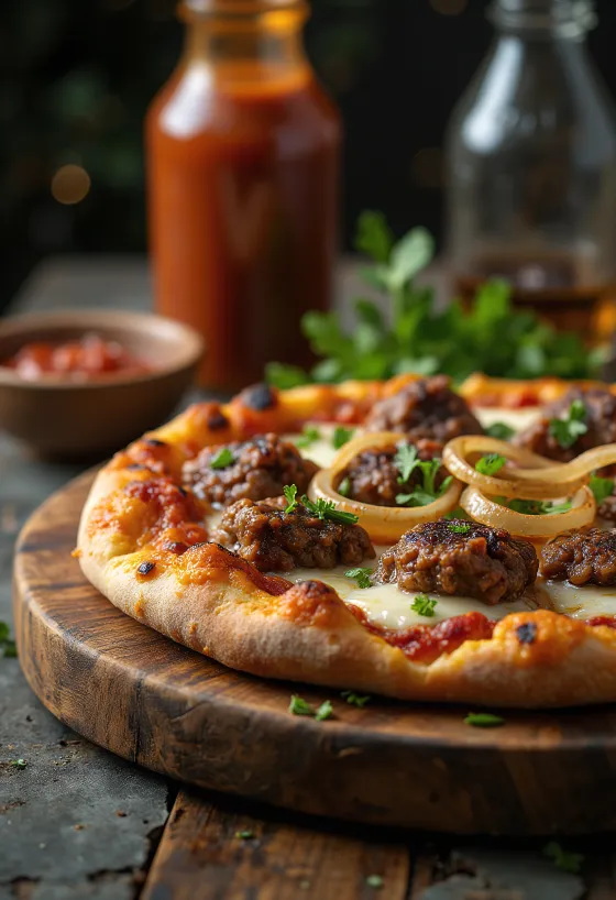 Pizza Kenyan Nyama Choma servita