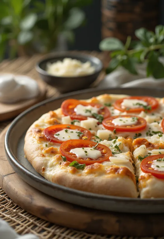 Pizza al Mascarpone con basilico e parmigiano