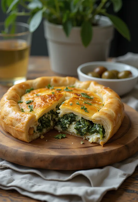 Pasta dorata e croccante con ricco ripieno di spinaci e prezzemolo