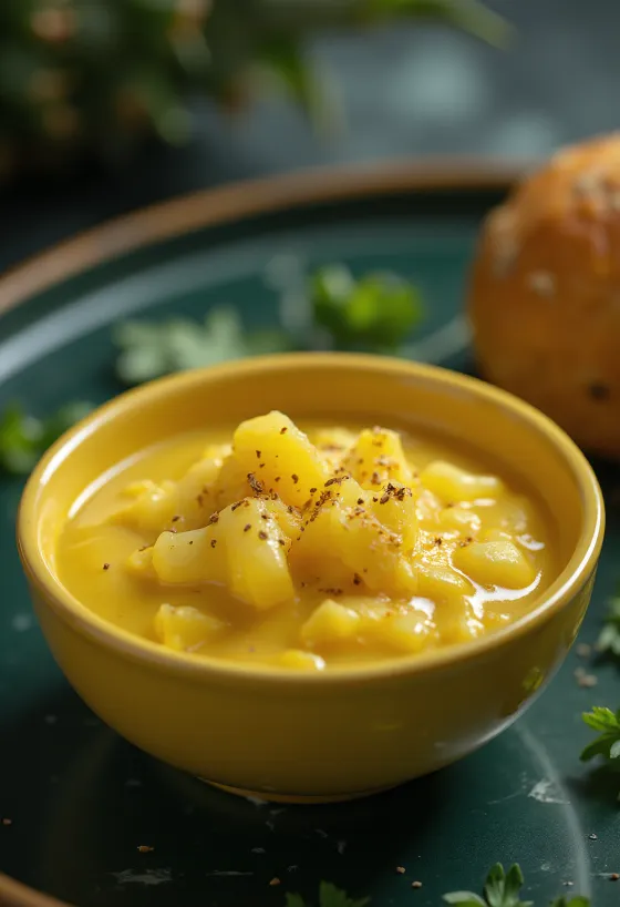 Salsa senape e curry all'ananas servita