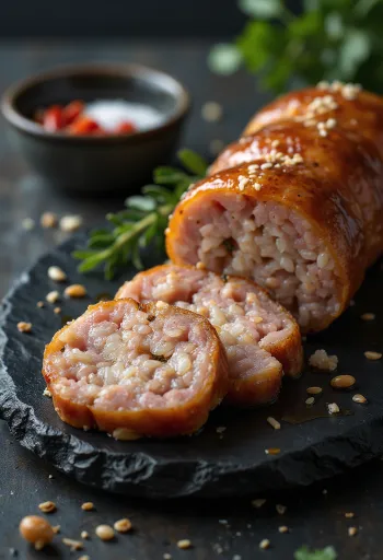 Gaeseong Soondae, piatto coreano preparato in vescica di maiale ripiena di carne e riso