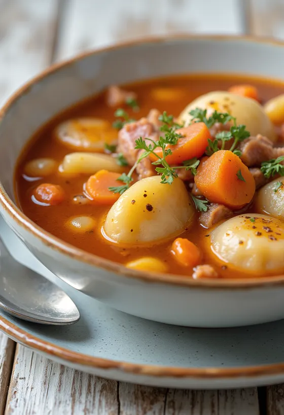 Finto gulasch ricco di verdure e aromatizzato con paprika
