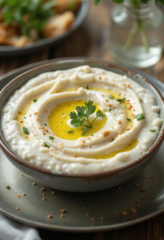 Salsa allo yogurt e tahina servita