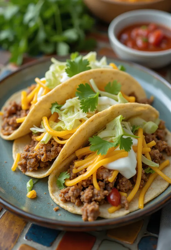 Tacos di farina con maiale speziato e verdure