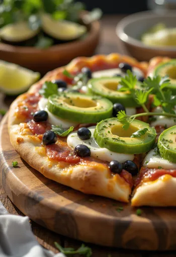 Pizza Mexicana con peperoncino jalapeño, fagioli neri e avocado