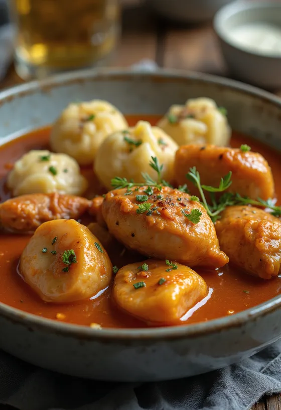 Pörkölt di quaglia servito