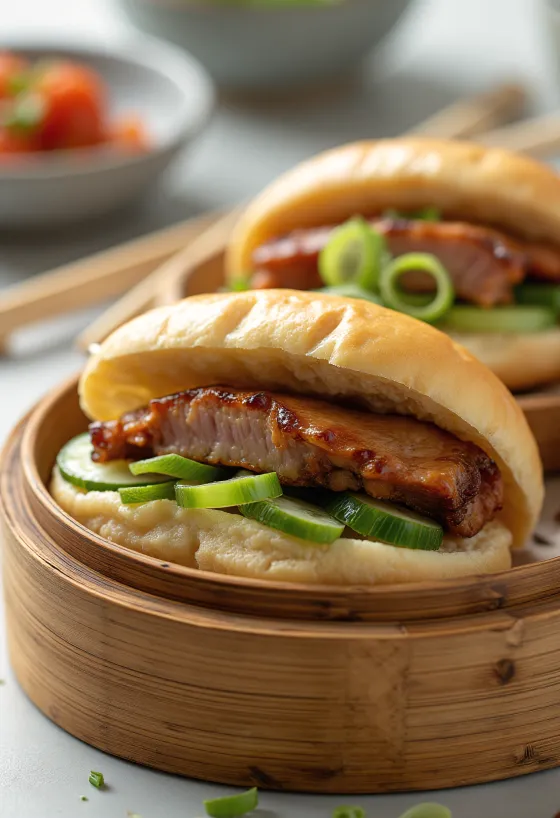 Bao bun all'anatra croccante servito