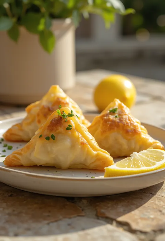 Samosa con cozze e panna servita