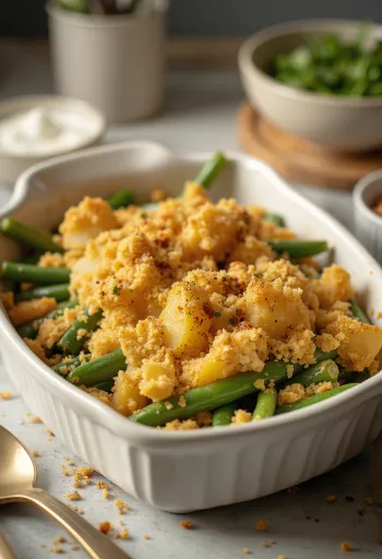 Fagiolini al forno vegani con patate serviti