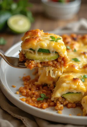 Sformato di zucchine e lenticchie rosse servito