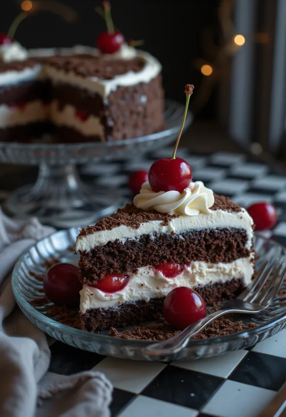 Torta Foresta Nera servita su un piatto