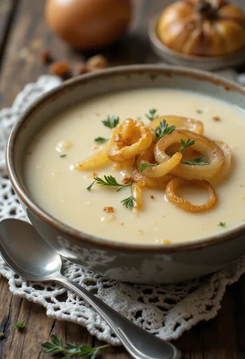 Vellutata di patate e cipolle servita