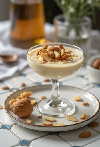 Panna cotta al liquore all'amaretto servita