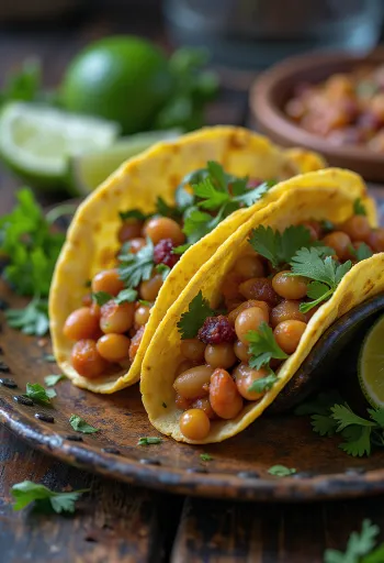 Tacos vegani messicani con fagioli, avocado e lime