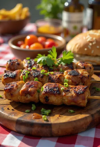Kebab di carne di cammello servito con insalata fresca e pane pita.
