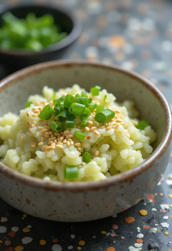 Riso al wasabi servito