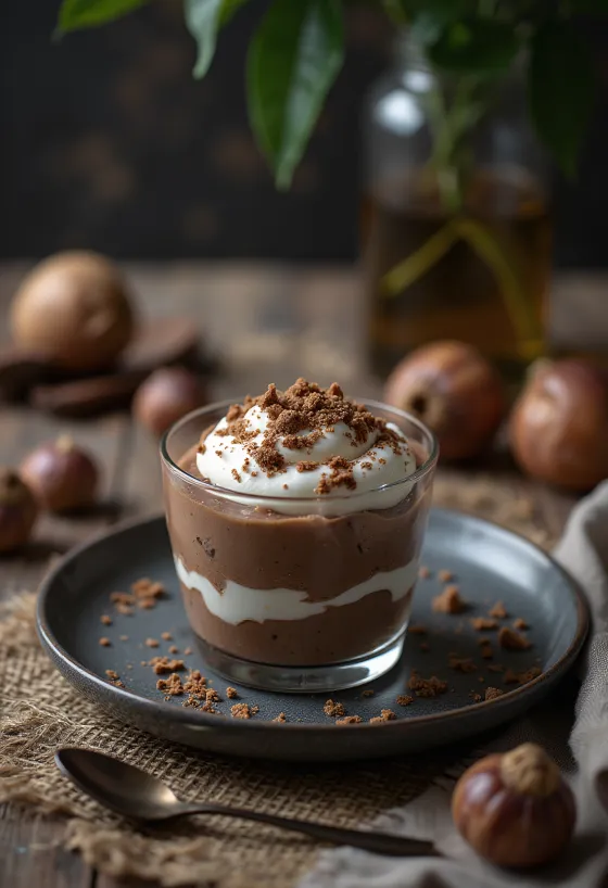 Coppa al cioccolato e castagne servita fredda