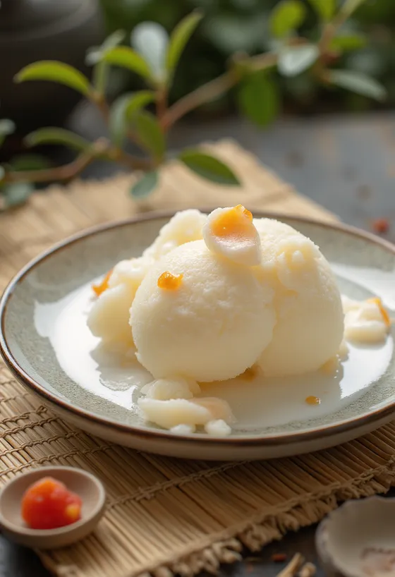 Sorbetto al litchi bianco in bicchiere
