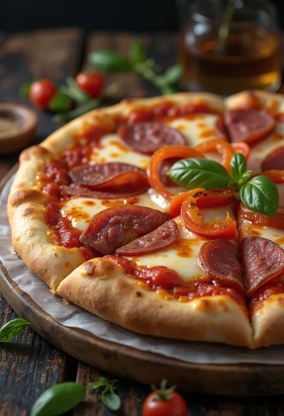 Pizza alla Campagnola con salame e verdure
