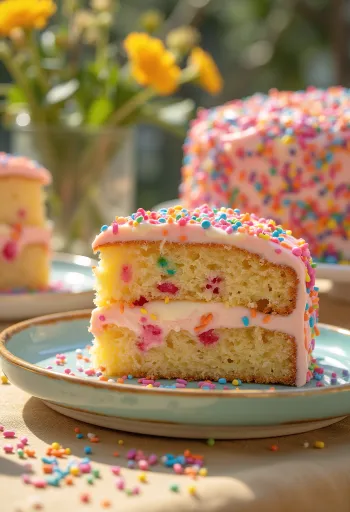 Torta Funfetti decorata con zuccherini colorati