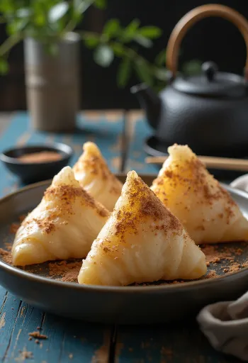 Yatsuhashi alla cannella, dolce giapponese con cocco grattugiato