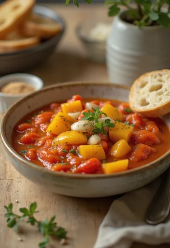 Salsa rossa di pomodoro con cubetti di mango giallo e aglio