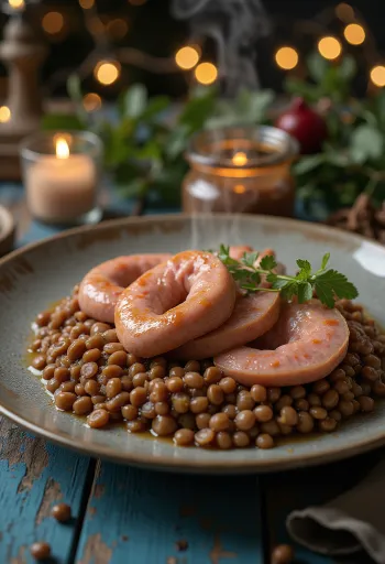 Cotechino servito con lenticchie