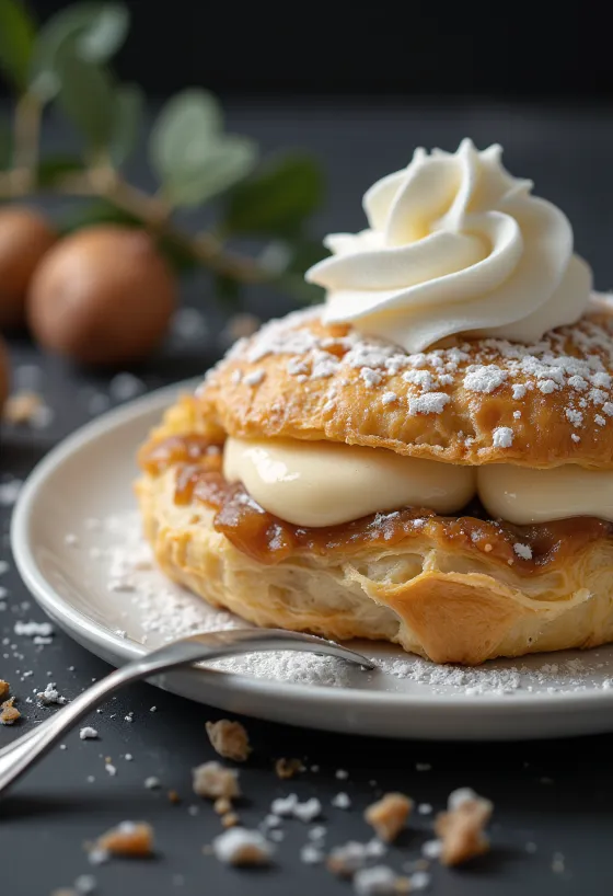 Millefoglie alla crema di castagne servita