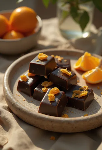 Cioccolatini all'arancia serviti su un piatto