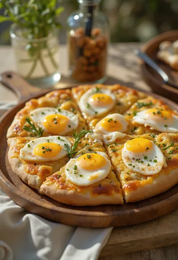 Pizza sabich con melanzane grigliate e uova sode