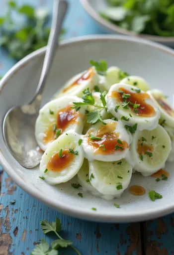Insalata di cetrioli allo yogurt e aneto BBQ in ciotola
