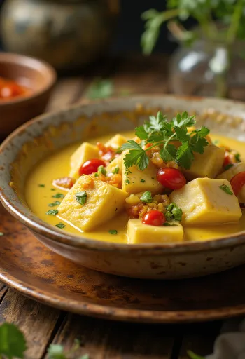 Curry di coccodrillo servito in ciotola con riso jasmine a lato